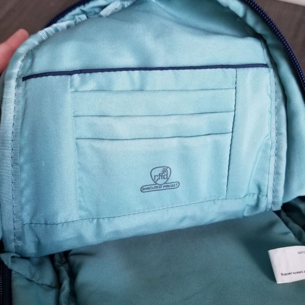 Travelon Anti Theft Slim Sling Crossbody Bag Blue/Teal - Picture 6 of 9